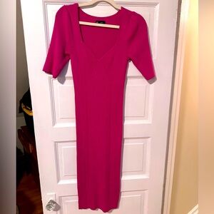 Gap Pink Ribbed V Neck Body Con Dress